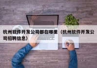 杭州软件开发公司都在哪里（杭州软件开发公司招聘信息）