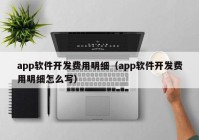 app软件开发费用明细（app软件开发费用明细怎么写）