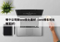 哪个公司做seo优化最好（seo排名优化哪家好）