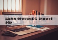 武汉标准抖音seo优化价位（抖音seo多少钱）