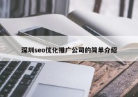 深圳seo优化推广公司的简单介绍